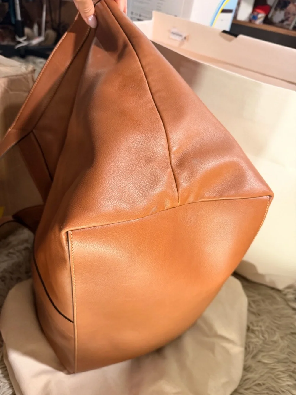 Saint Laurent Cognac Leather Tote with Top Handles - Picture 4 of 10